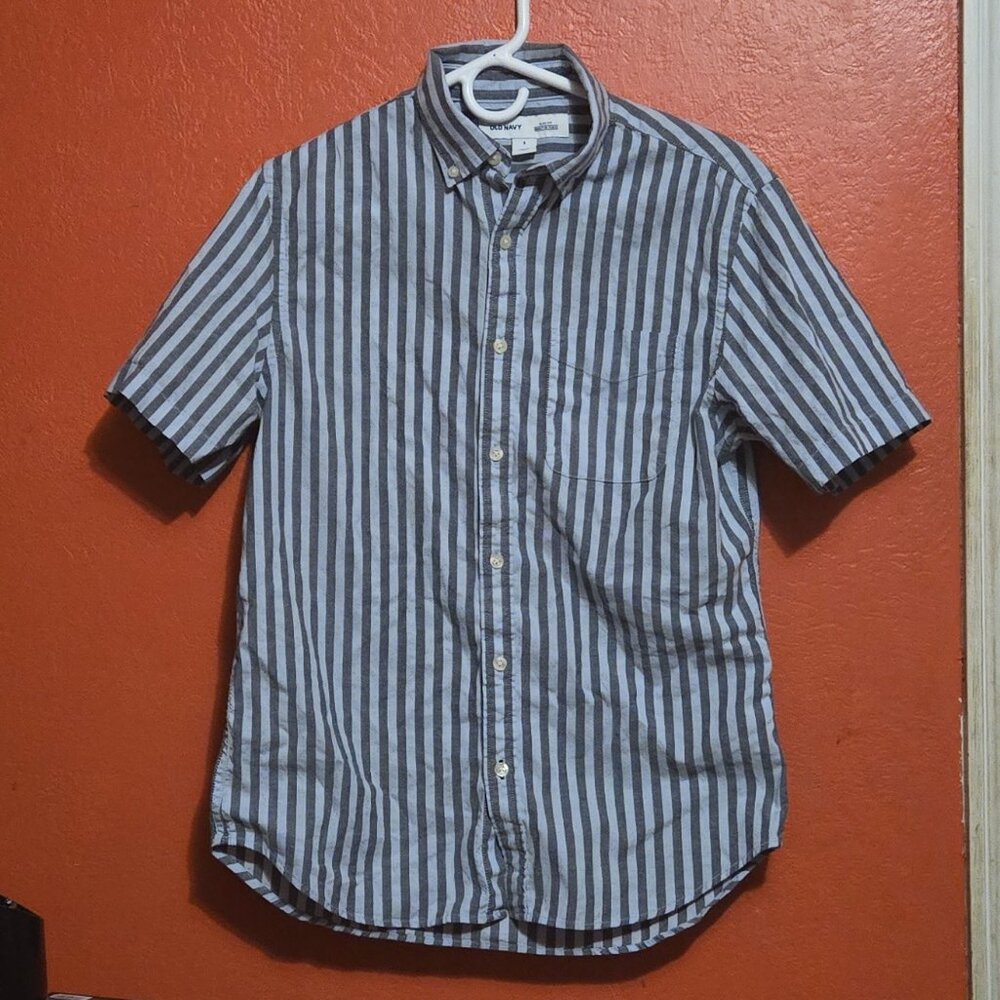 Old Navy Men’s Slim Fit Oxford Shirt – Blue Stripes, Size Small